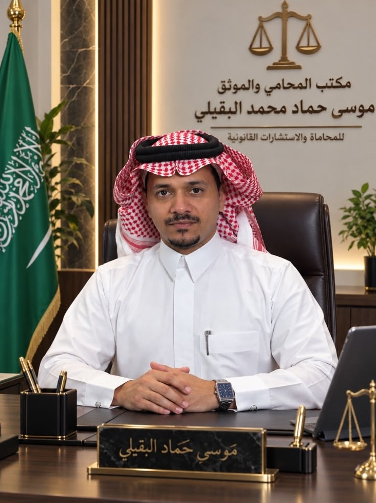 المحامي والموثق موسى البقيلي في مكتبه